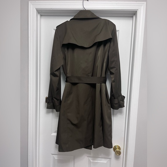 ❌SOLD❌London Fog Military Olive Green Broken Tench Coat Size XL Tortoise Buttons - Picture 7 of 13